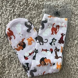 Disney Parks Purple Printed Cat Socks with Marie, Figaro, Cheshire Cat, and More